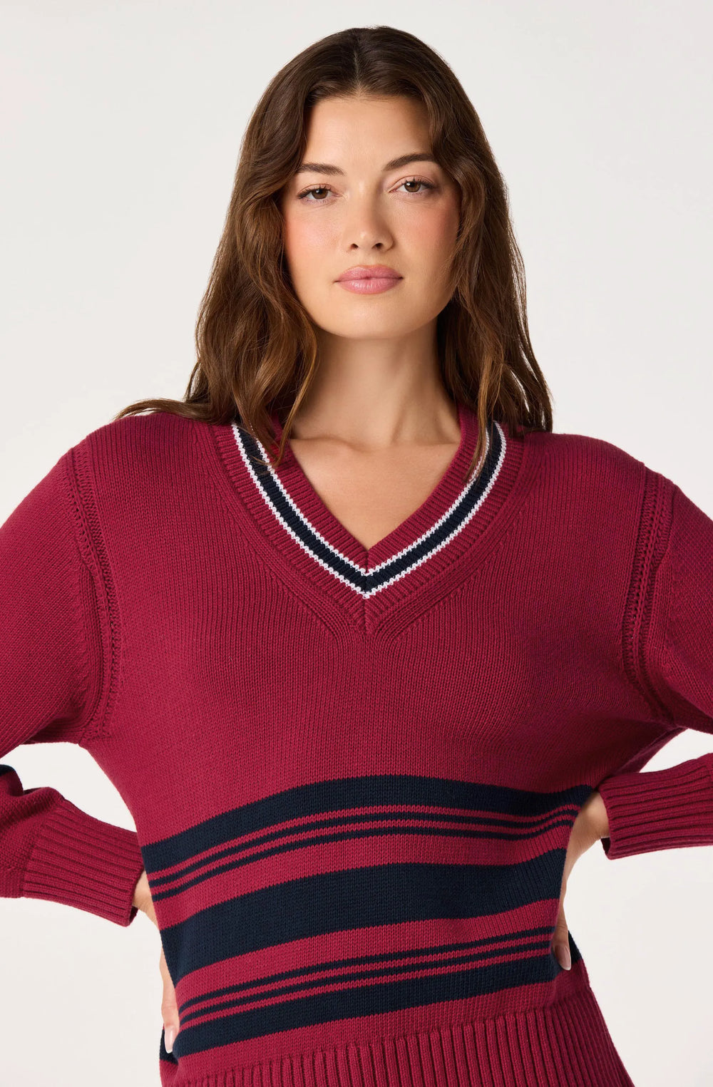 Scarlet navy stripe