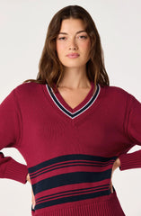 Scarlet navy stripe