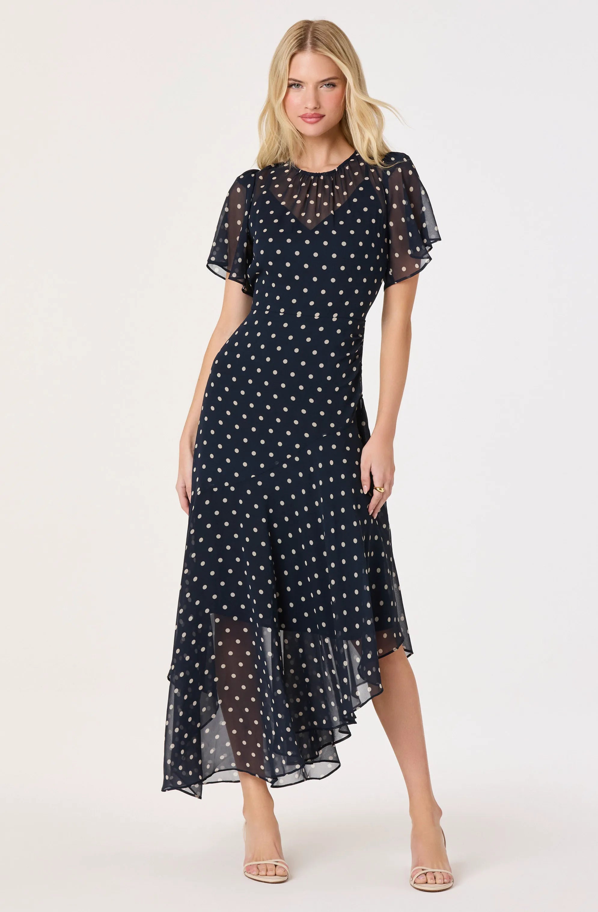 Navy polka dot
