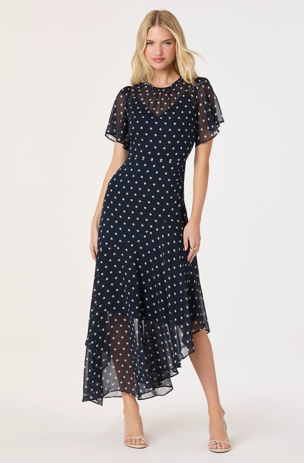 Navy polka dot