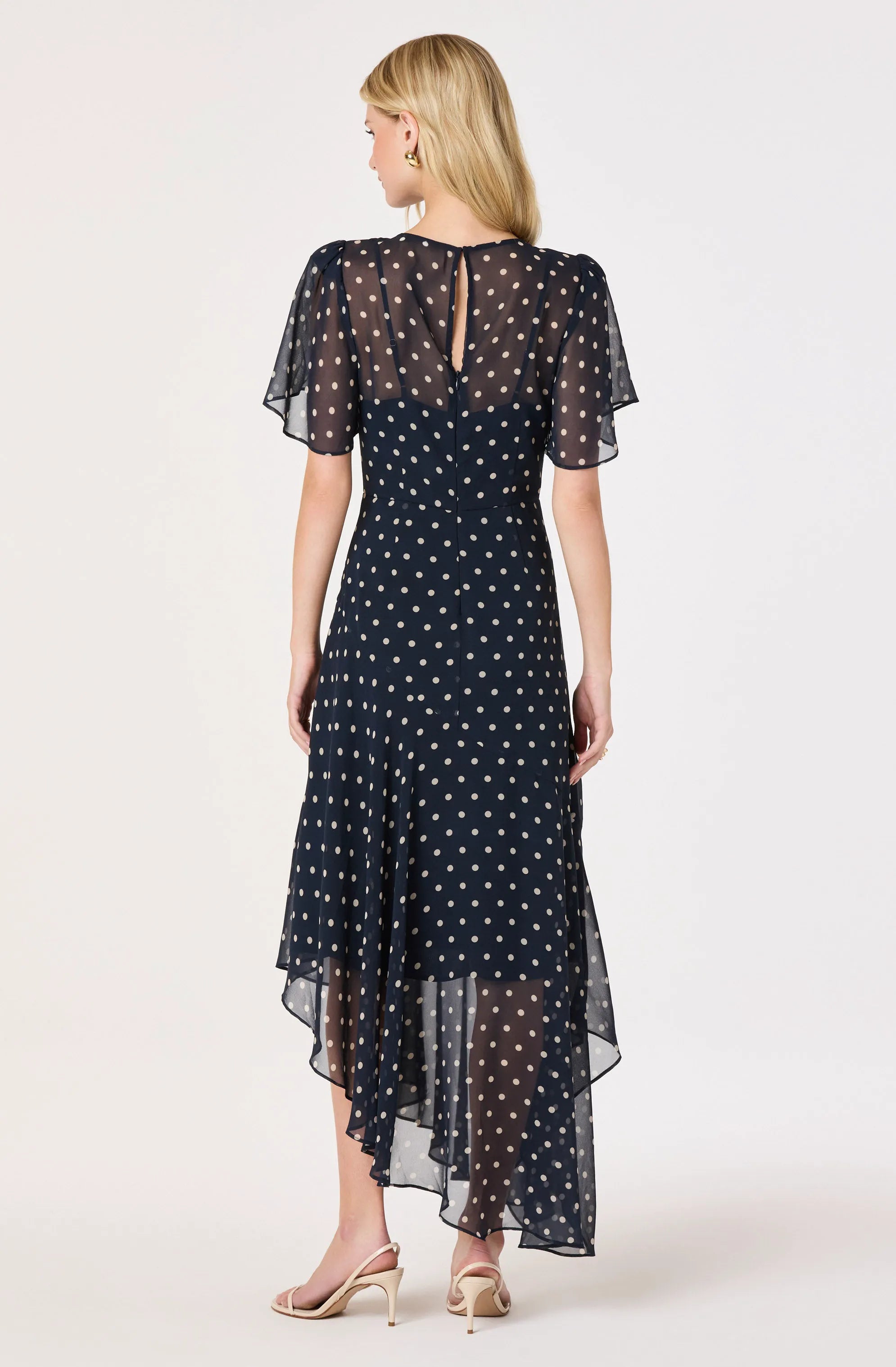 Navy polka dot