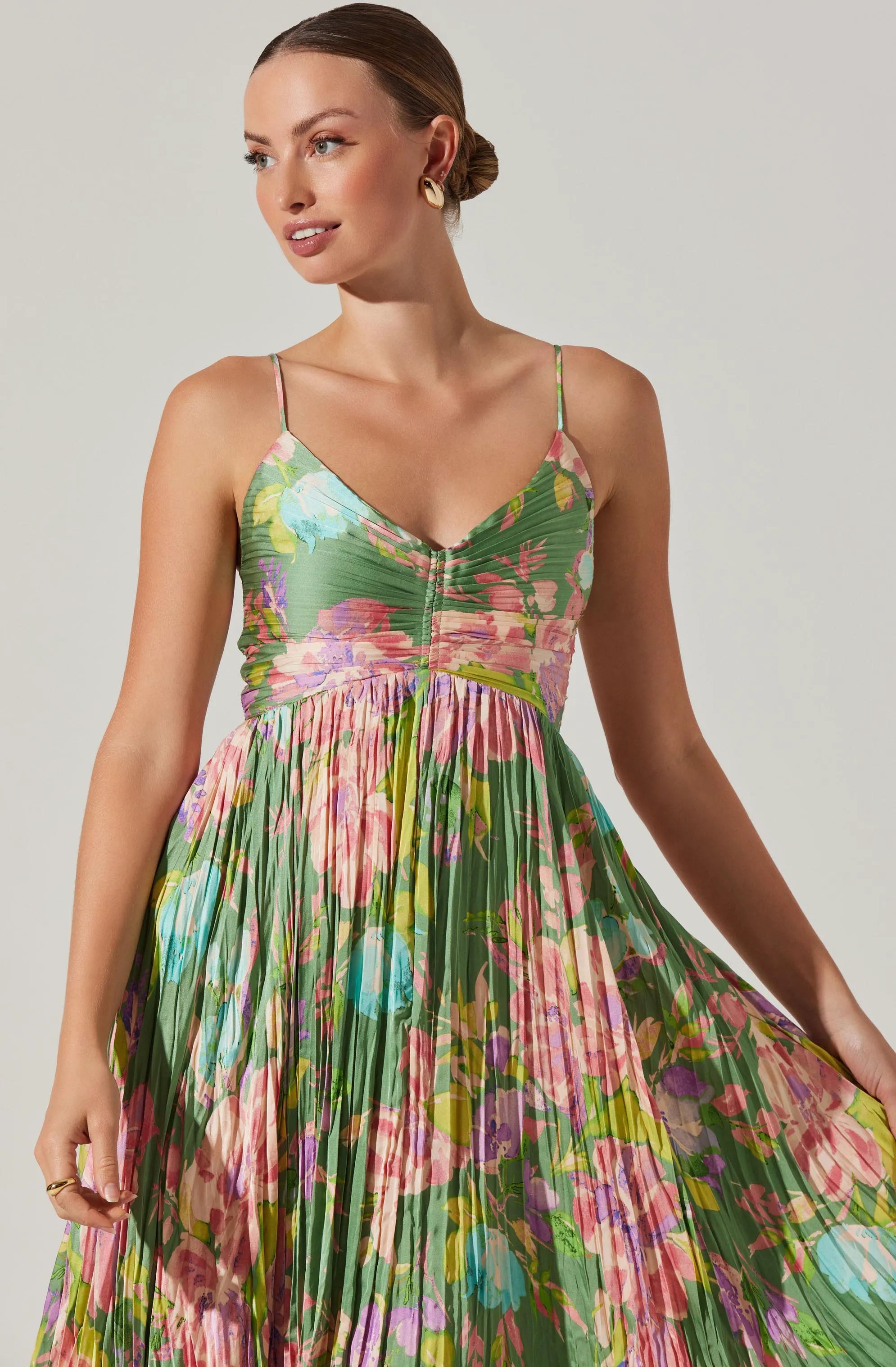 Green pink floral