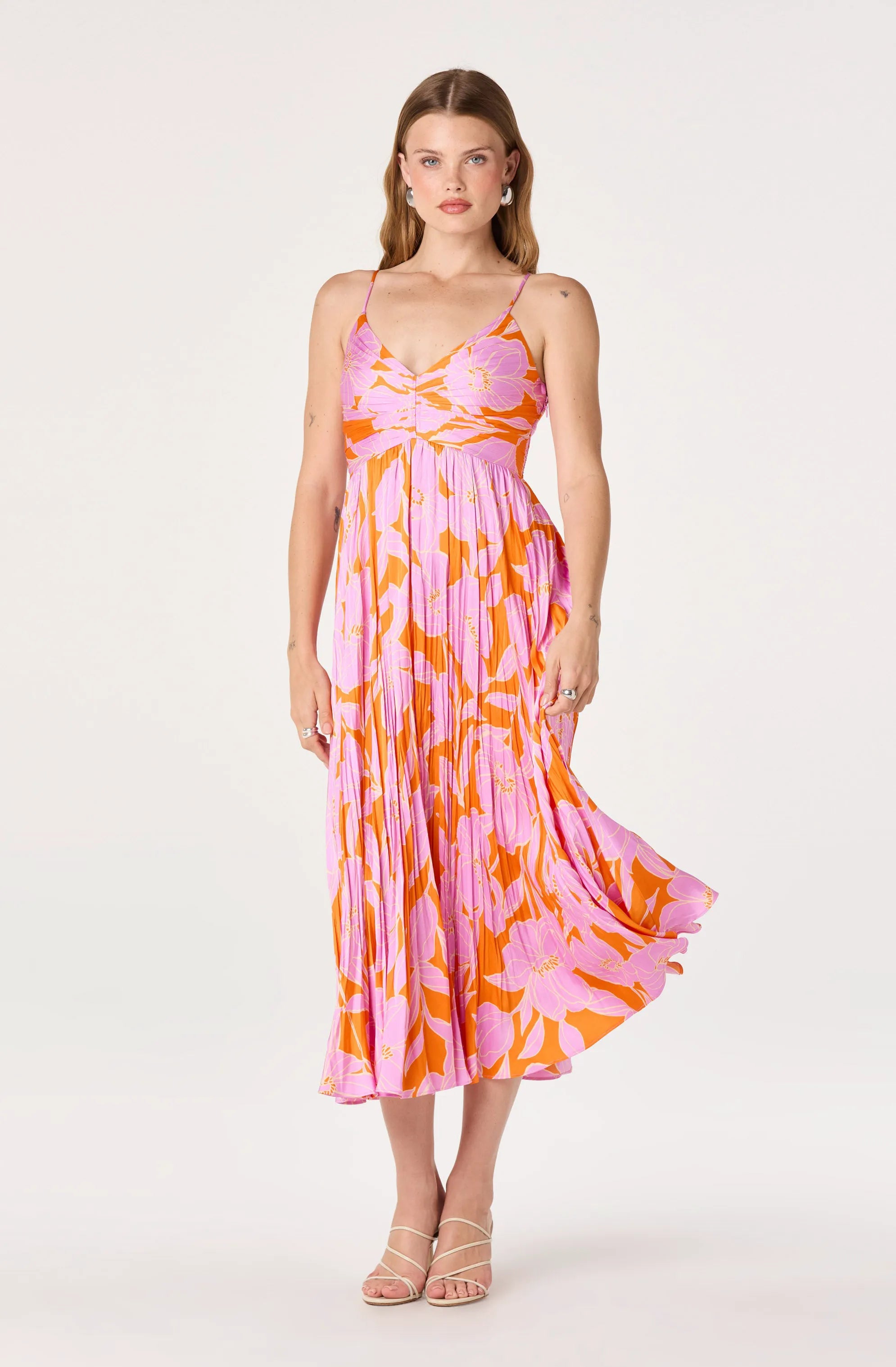 Orange pink floral