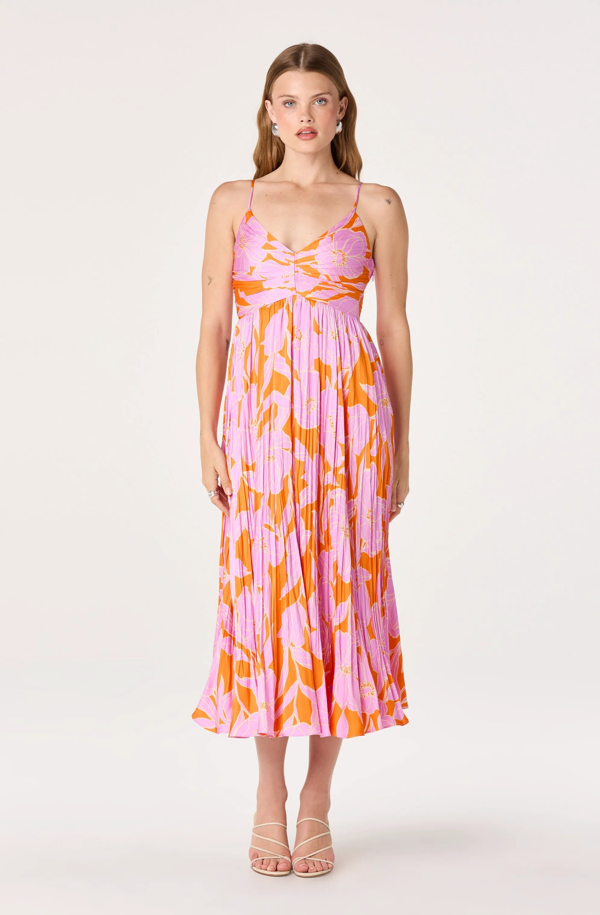 Orange pink floral