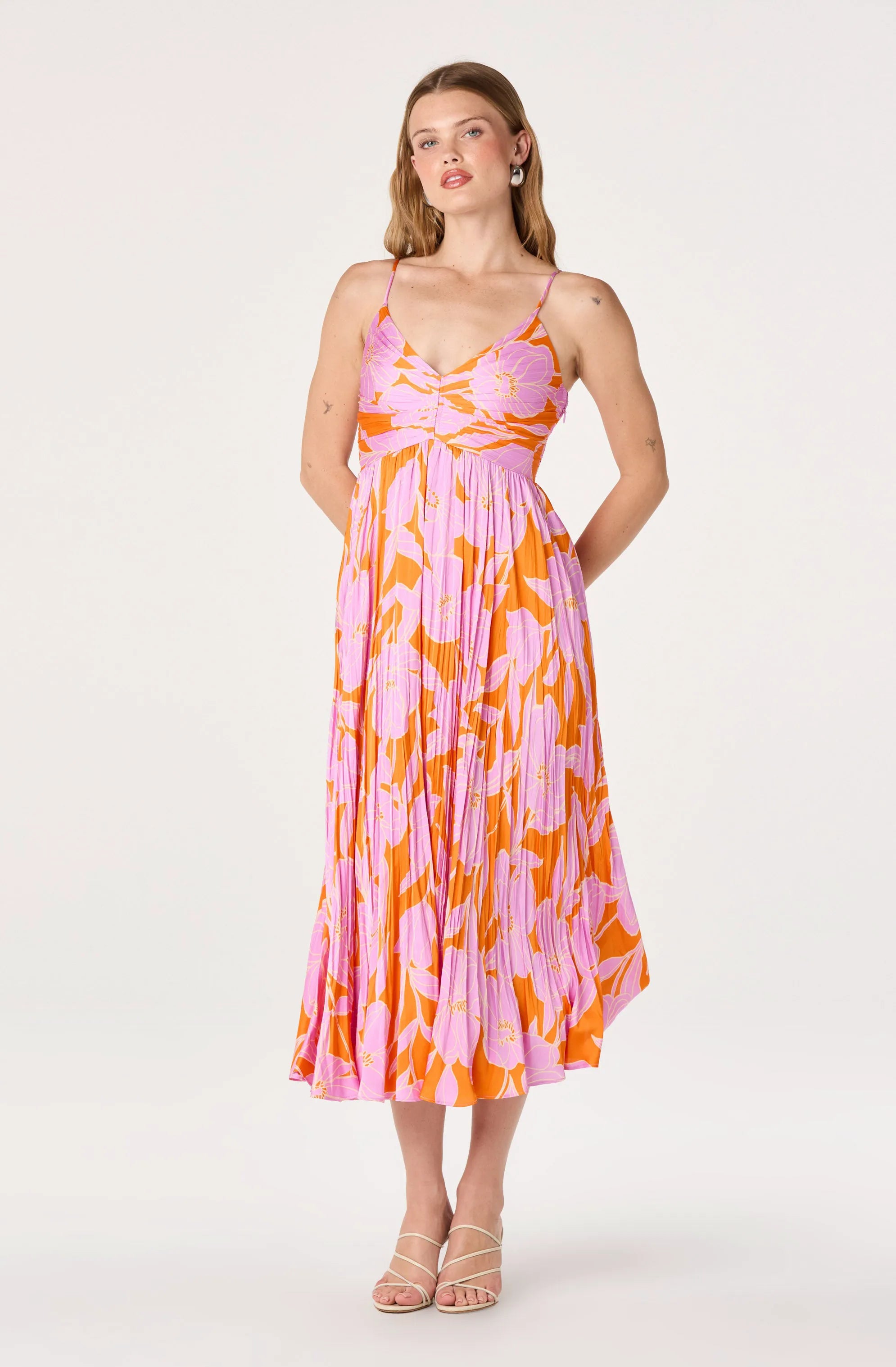 Orange pink floral
