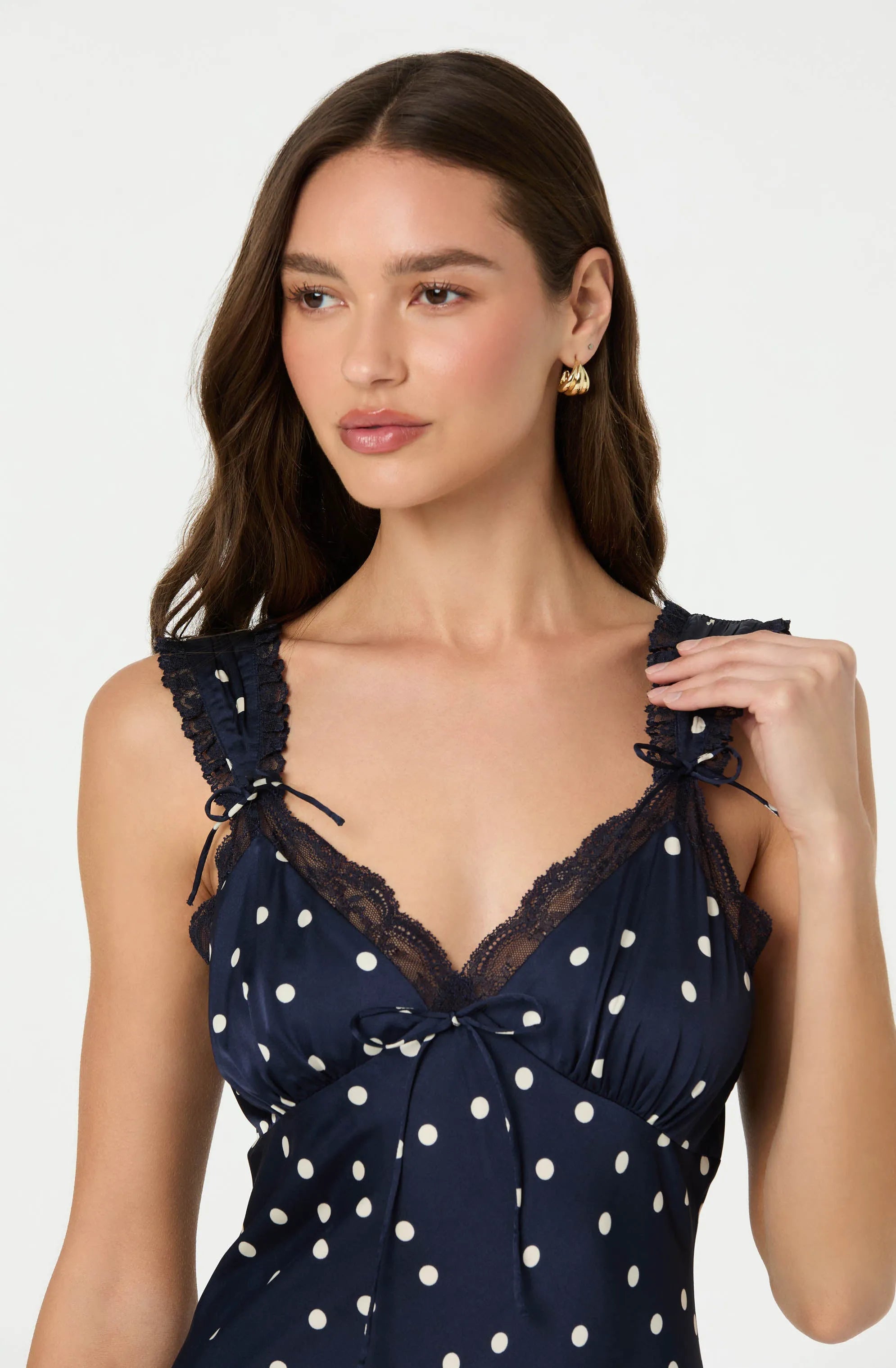 Navy polka dot