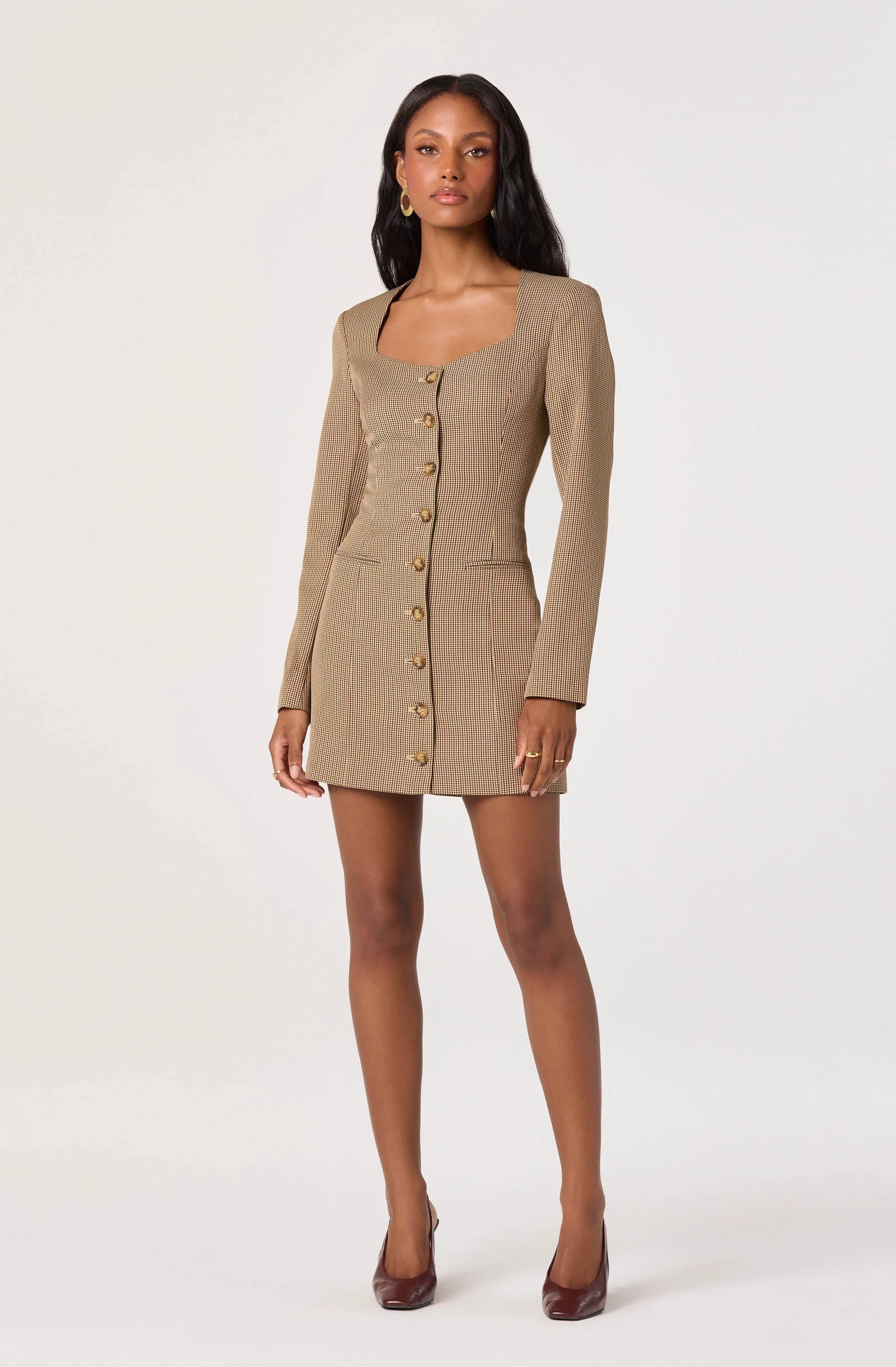 Tan houndstooth