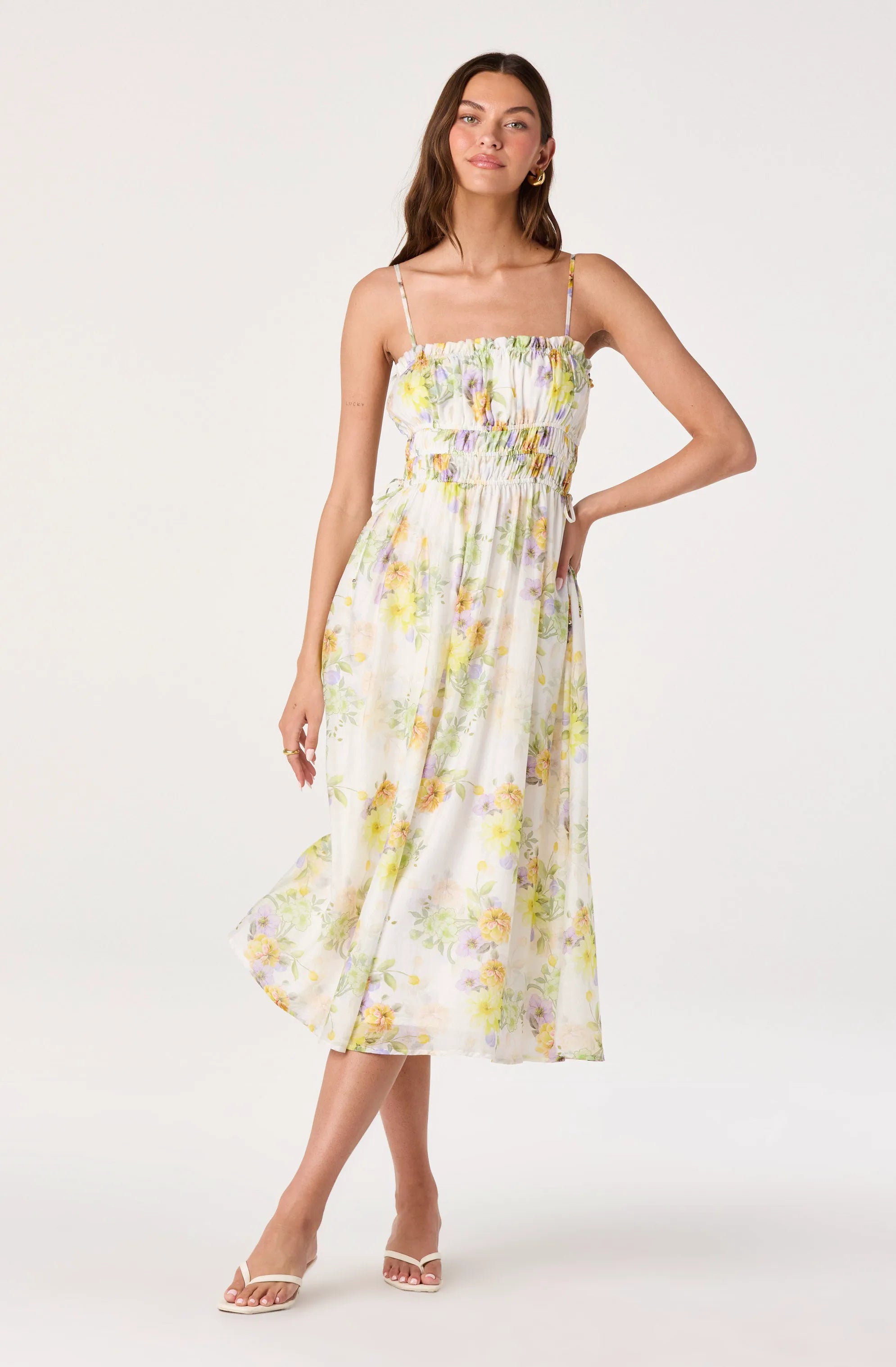 White multi floral