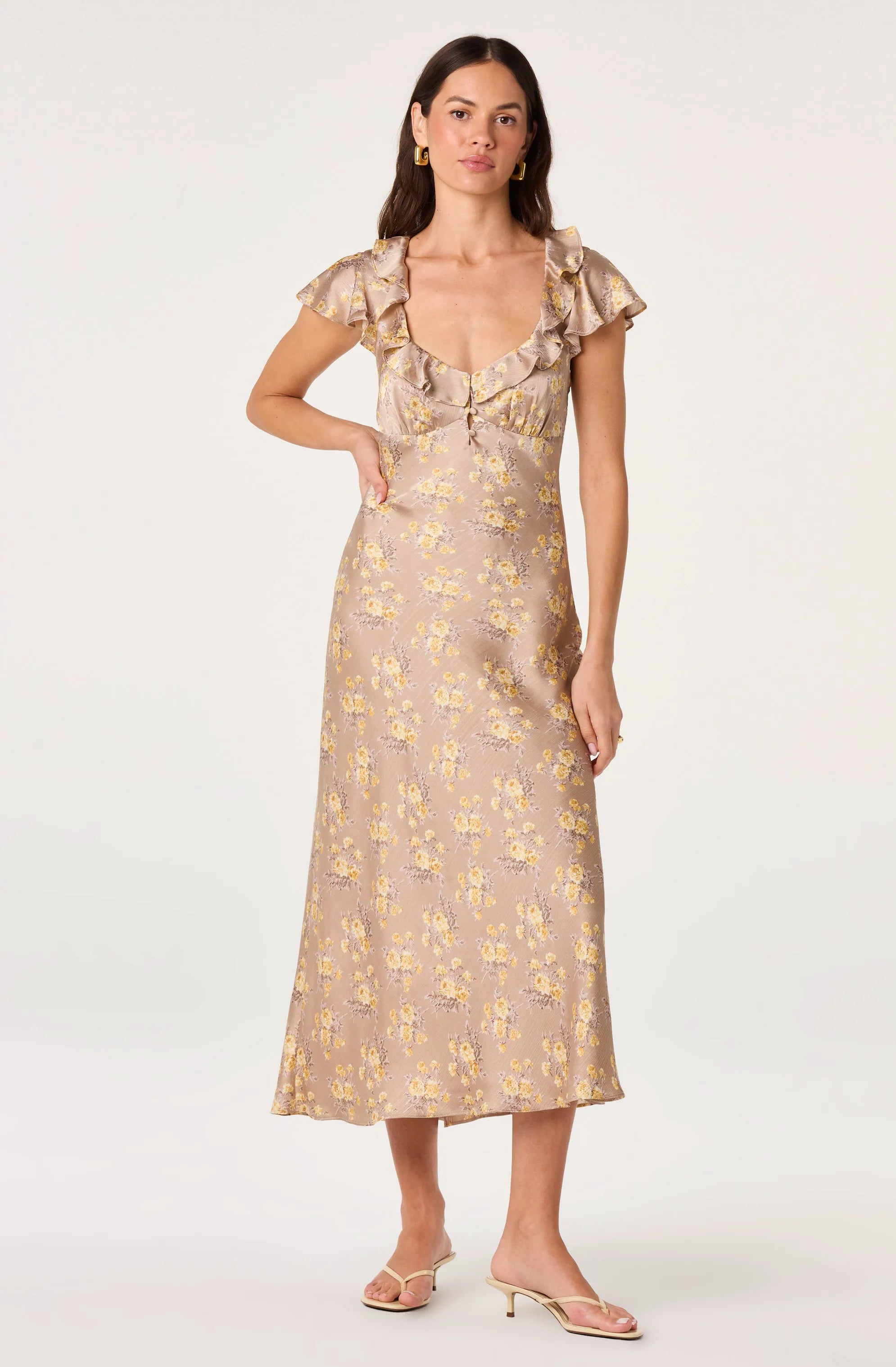 Taupe yellow floral