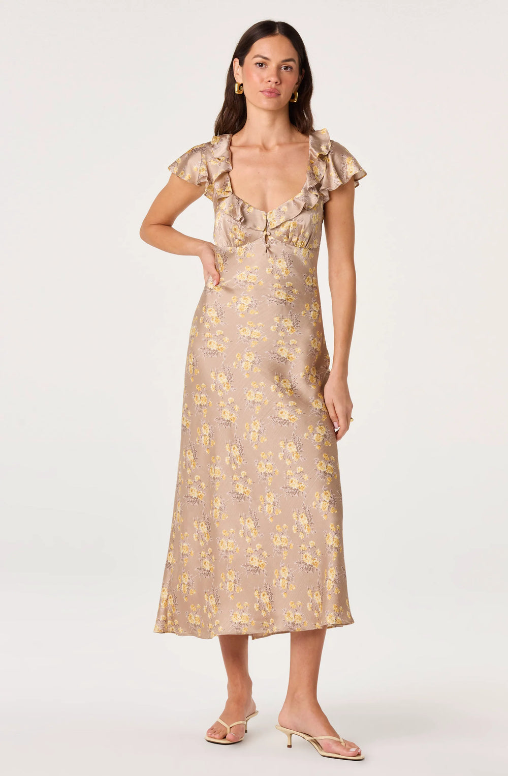 Taupe yellow floral