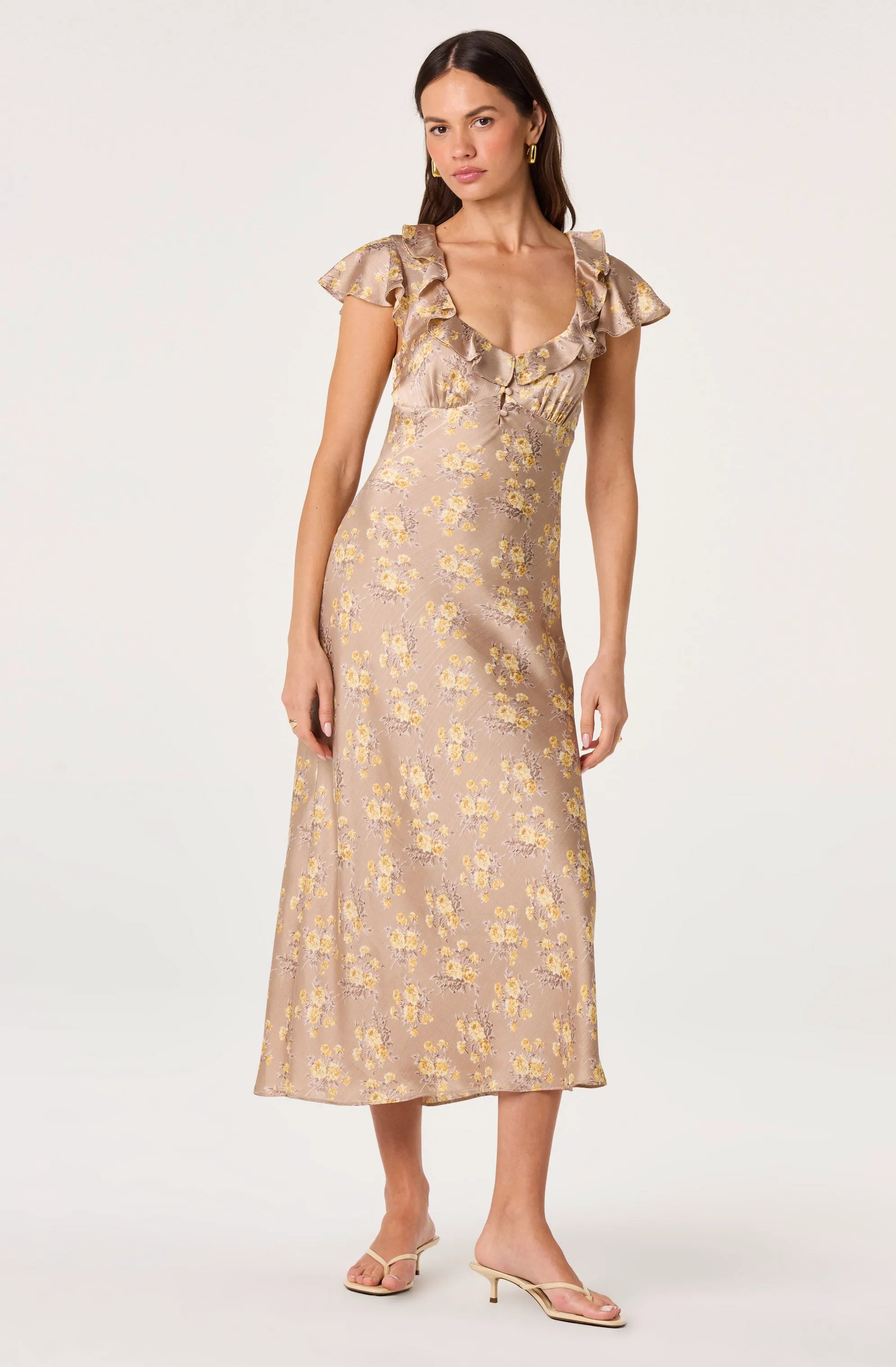 Taupe yellow floral