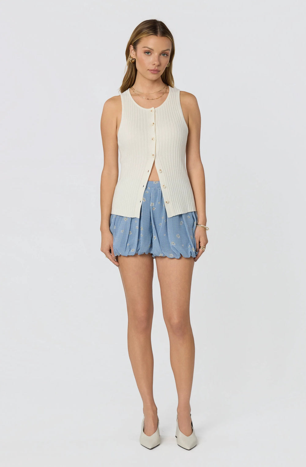 Navy floral gingham