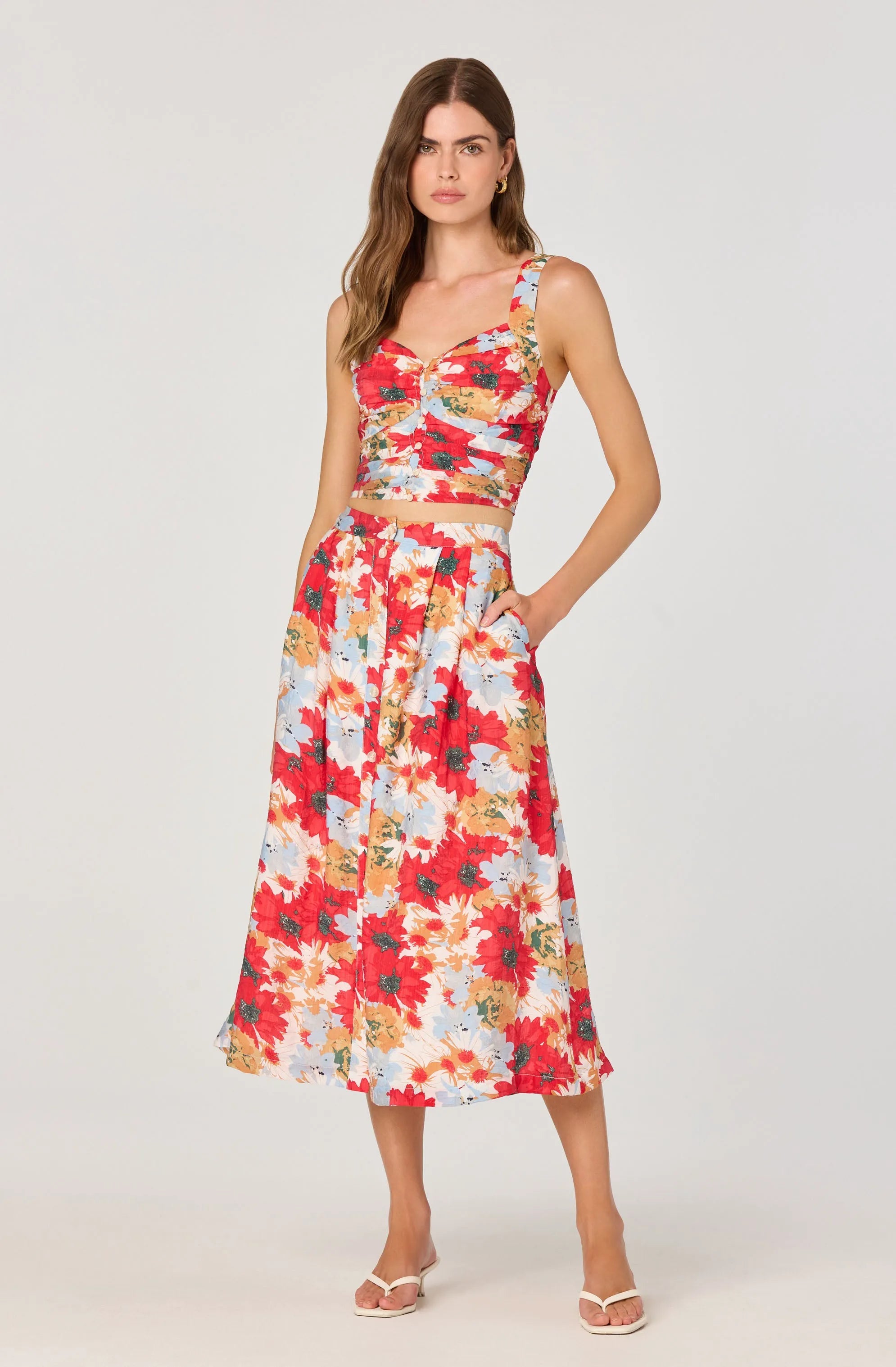 Red multi floral