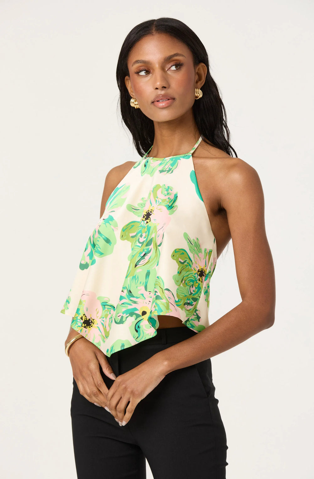 Cream green floral