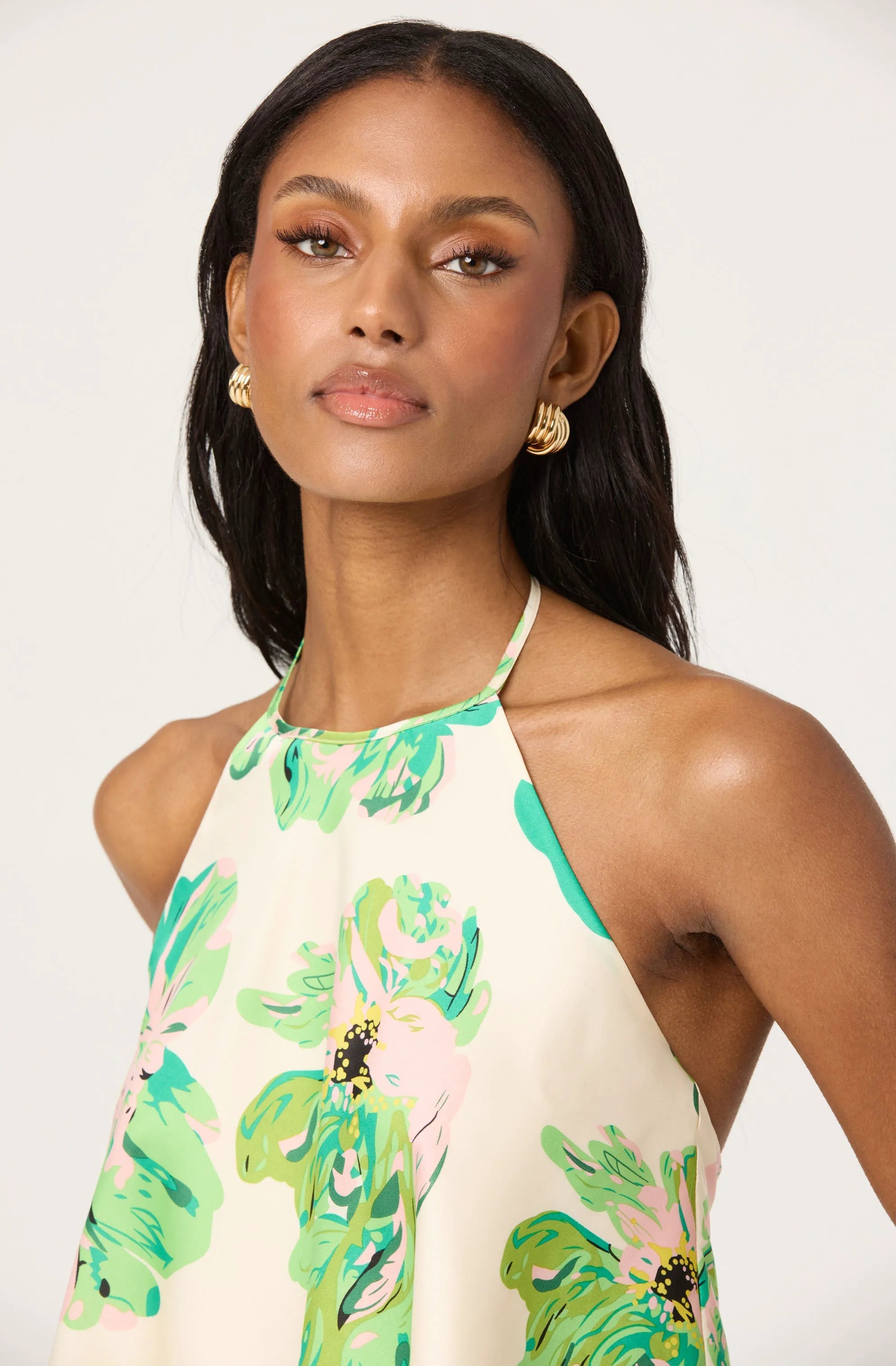 Cream green floral