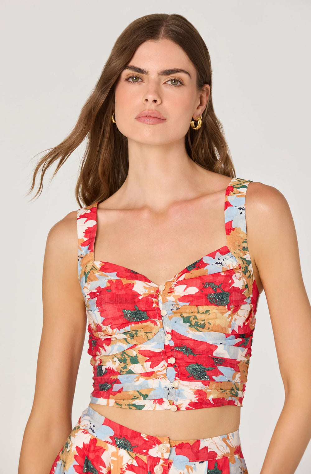 Red multi floral