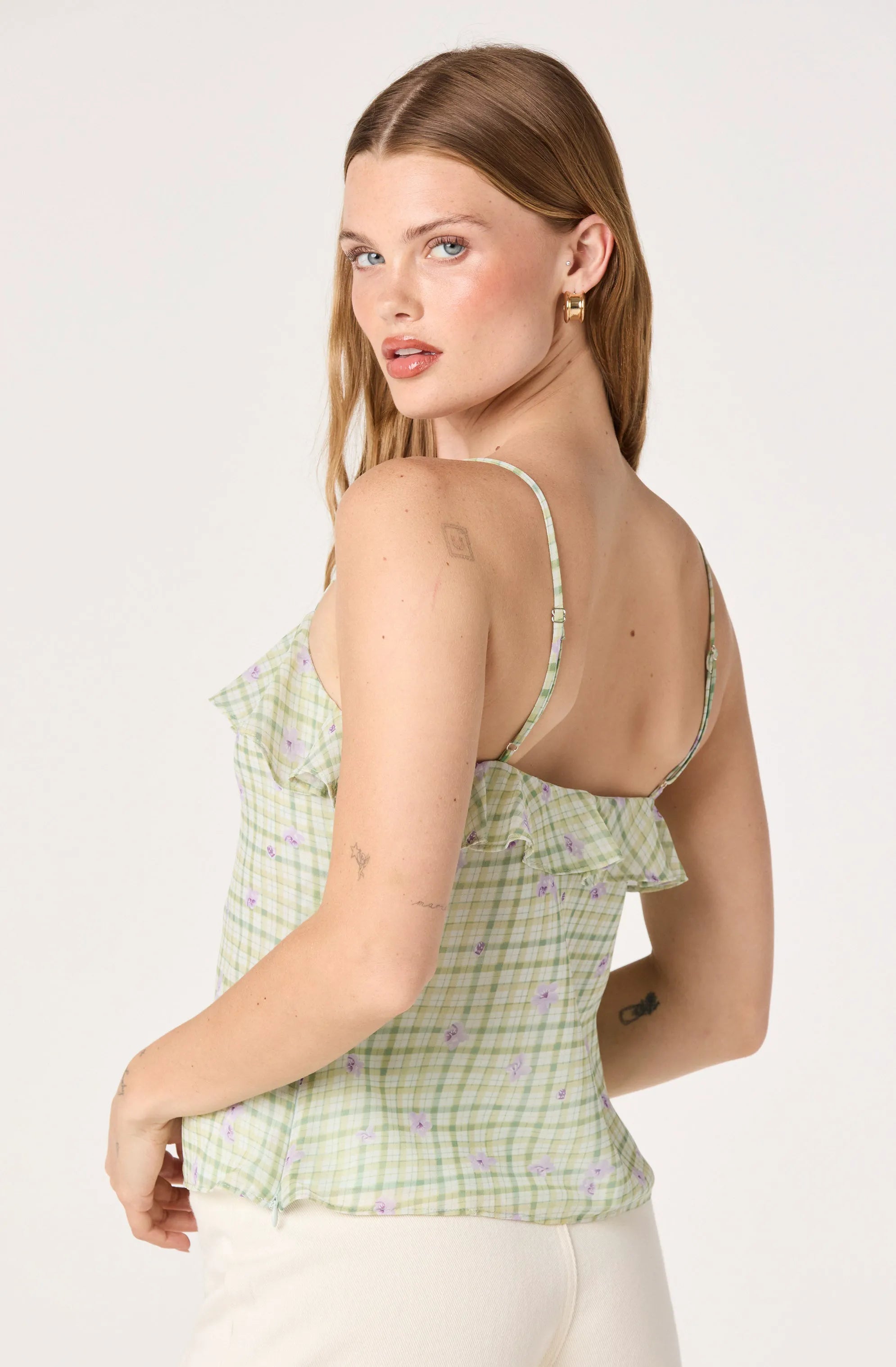 Mint floral gingham