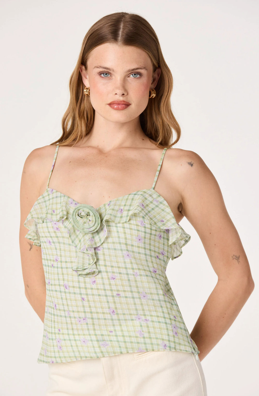 Mint floral gingham