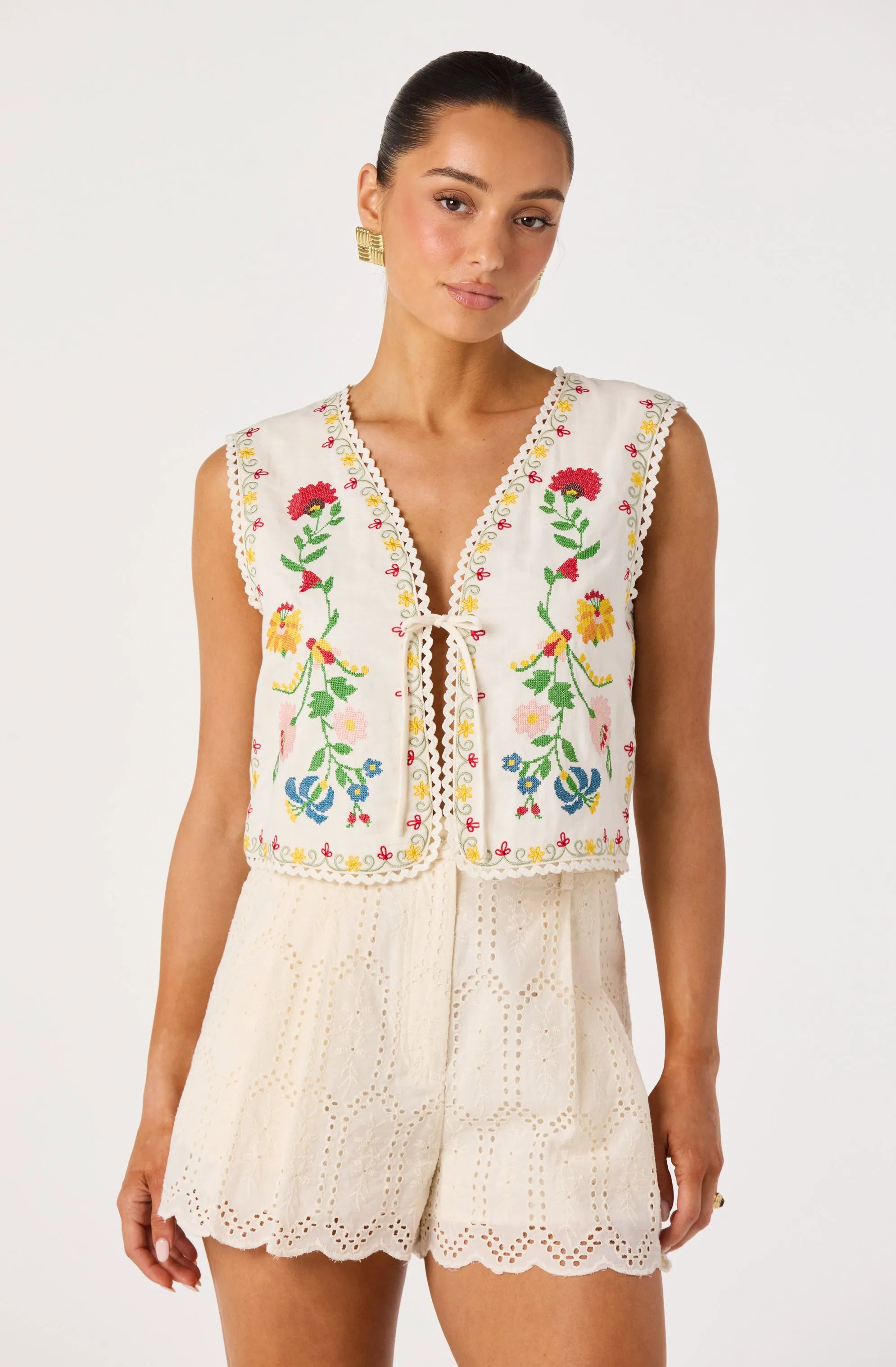 Cream multi floral