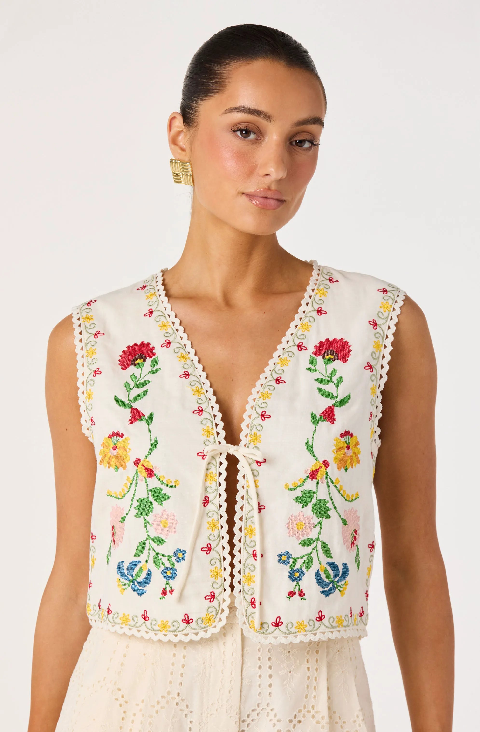 Cream multi floral